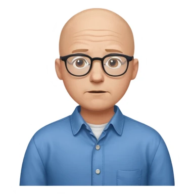 bald man with glasses shrugging sticker