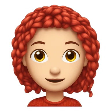 red, yarn-like hair sticker