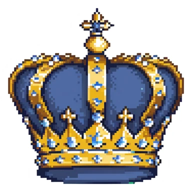 A navy blue king's crown with diamond gems and gold accents sticker