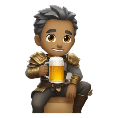Lineage 2 kamael drinking beer sticker