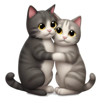 two cats hugging each other with hearts around them sticker