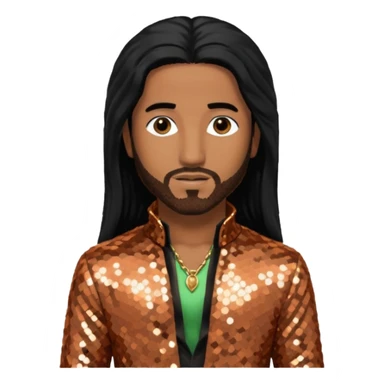 Omarion with long black hair, copper sequin outfit sticker