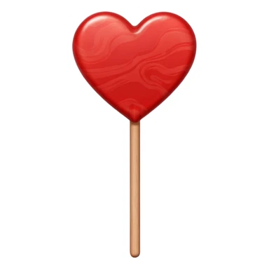 heart shaped semi transparent red lollipop on a stick sticker