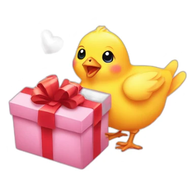 baby chick with hearts handing over a gift sticker