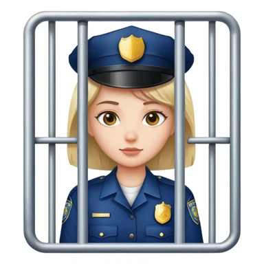 The girl is behind bars with a policeman. sticker