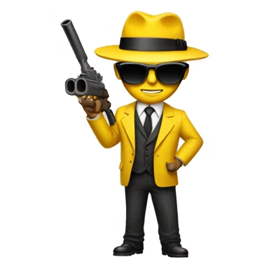 yellow suit mafia with bazooka and sunglasses sticker