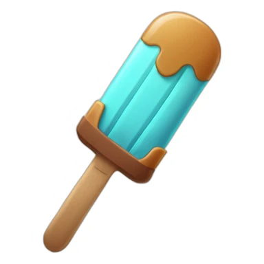a popsicle with a brown bottom and with an arm wearing a sword sticker