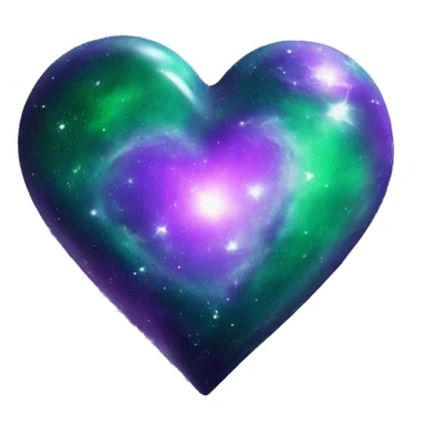 green and purple galaxy heart sticker