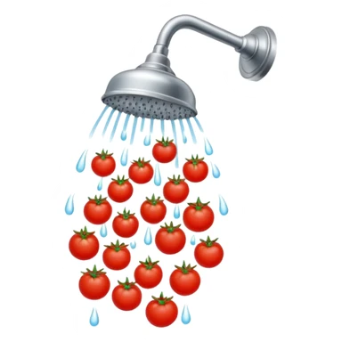 Create an emoji with a shower head raining tomatoes  sticker