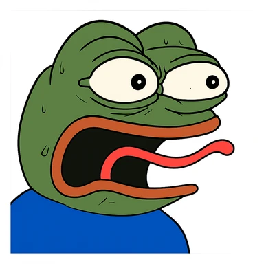 shocked Пэпэ meme with exaggerated facial features sticker