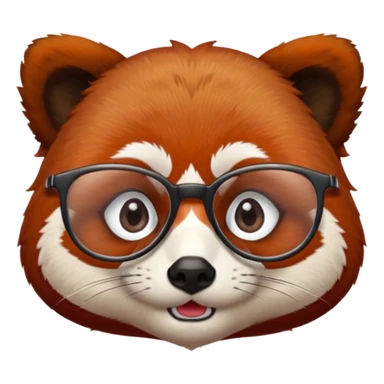 A red panda with serious eyes and a furrowed brow, and glasses. sticker