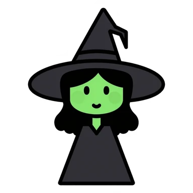 Elphaba, the green-skinned witch with black hat and dress sticker