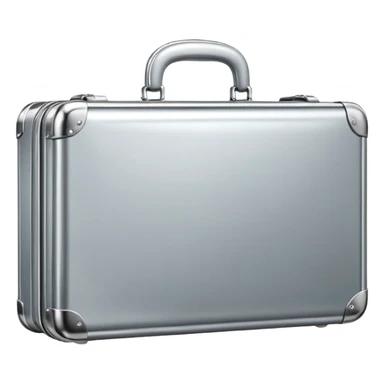A luxury briefcase emoji made of polished silver chrome, smooth rectangular shape, metallic reflections, minimal high-end design, swag business aesthetic, iOS emoji style, centered, clean white background
 sticker