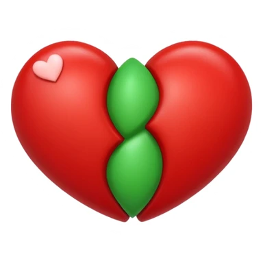 two hearts orbiting each other. one is red, the other is green sticker
