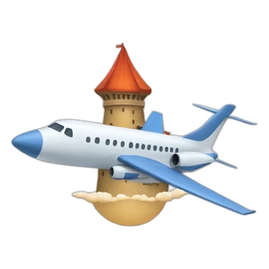 A plane flying toward a tower sticker