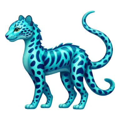 Bioluminescent Neon-Cyan Ripple-Patterned Soft-Scaled Aquatic Fantastical Liepard-Amaura-Manokit-fusion creature (full body) sticker