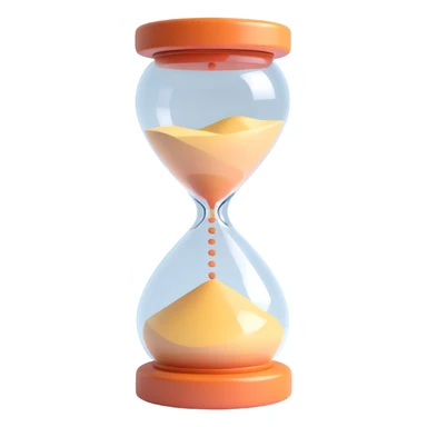 adorable 3D sand timer, glossy and smooth, soft lighting, pastel palette, realistic shadows and highlights sticker