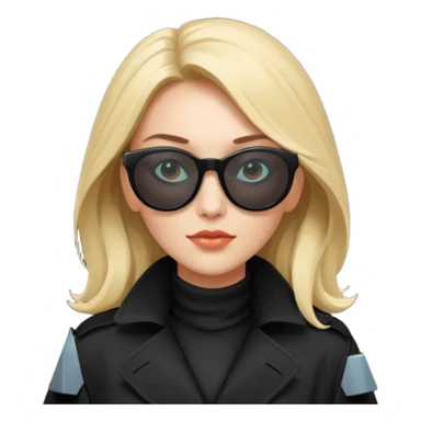 woman in black trenchcoat and matrix sunglasses sticker