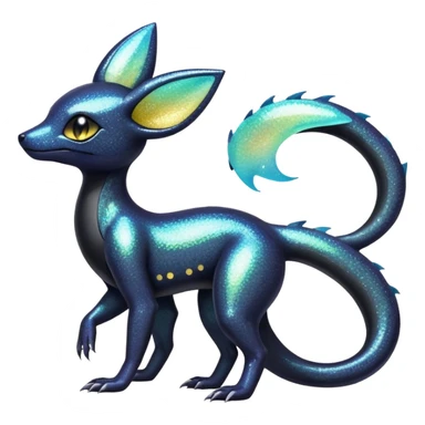 Pastel Iridescent Shiny Sparkly Exotic Salandit-Umbreon-Fakémon-hybrid-creature (full body)  sticker
