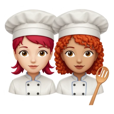 Dos chicas chef, una pelirroja de pelo lacio y otra de pelo negro con rulos sticker