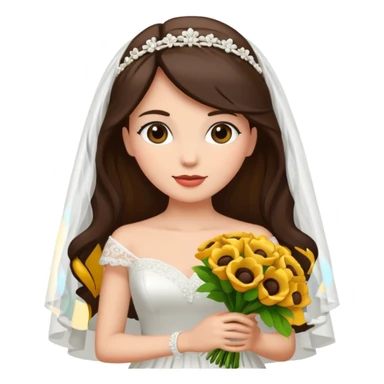 brunette bride with bouqet sticker