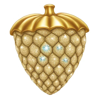 a diamond acorn, sparkling, gold top sticker