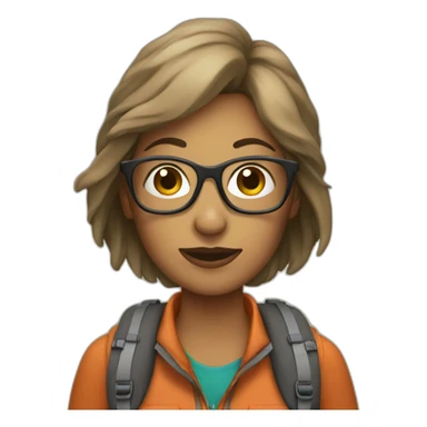 female hiker with glasses sticker