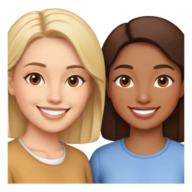 two women standing next to each other, smiling, friends sticker
