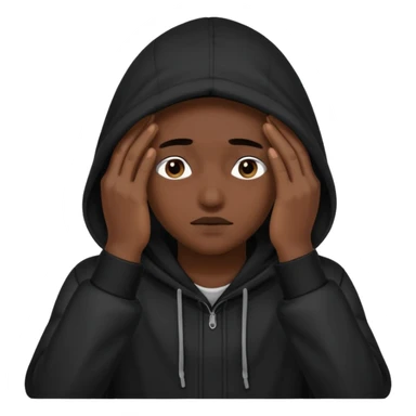 🥷🏽: inspire toi de cet emoji faisant en sorte qu’il est les mains sur ses yeux et garde sa cagoule noir sticker