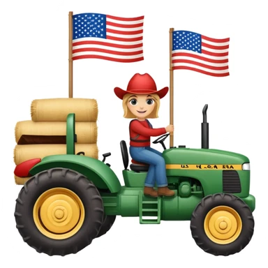 Fall hay bale trailer rides with USA flag on tractor sticker