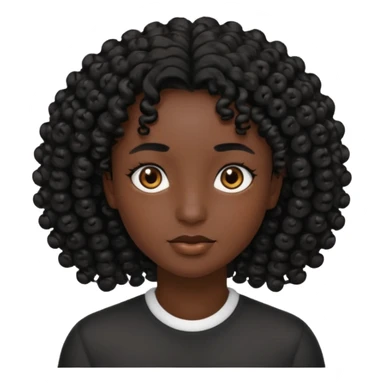 black soft tone of skin, curly black hair, brown eyes sticker