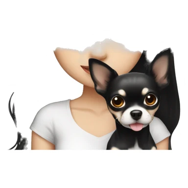 long black hair Thai girl with Chihuahua white. and black sticker