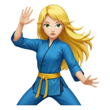 sexy girl with long yellow hair, kung fu, blue green eyes sticker