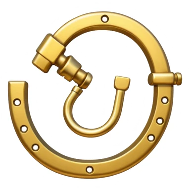 Emoji of an iron golden horseshoe with a thumb down in the middle (DisLikes) Vector sticker