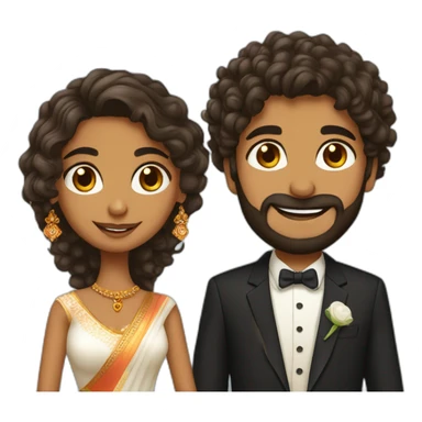 south indian girl with curly hair marrying south indian guy with straight hair and beard sticker