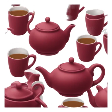 burgundy teapot and mugs sticker