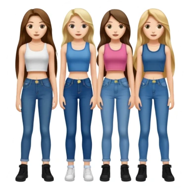group of cute teenage girls with long hair in crop tops and jeans sticker