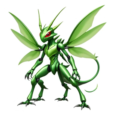  Cool Edgy Shiny Futuristic Ethereal Legendary Scizor-Scyther-Digimon-hybrid full body  sticker