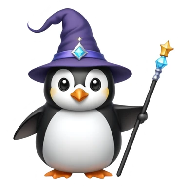penguin with wizard hat and magic wand sticker