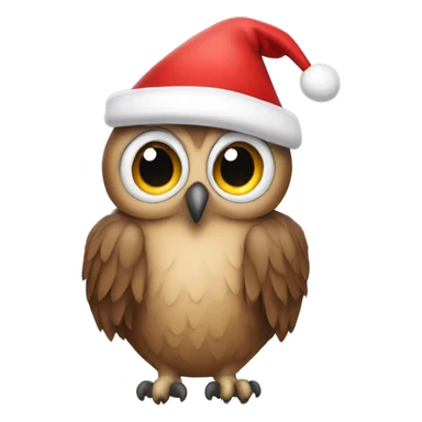 Owl wearing a Santa hat sticker
