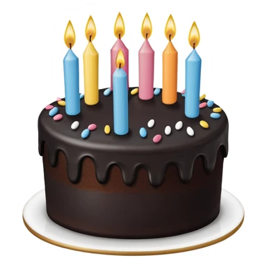 birthday cake with black decorations, simple, no text sticker