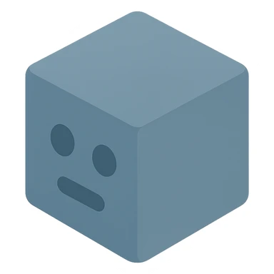A cube with a robot face in gray-blue color for IT CUBE Computer Center sticker