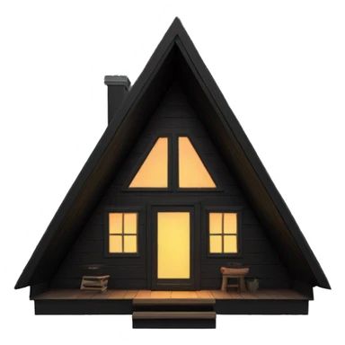 Black A-Frame Cabin with glowing windows sticker