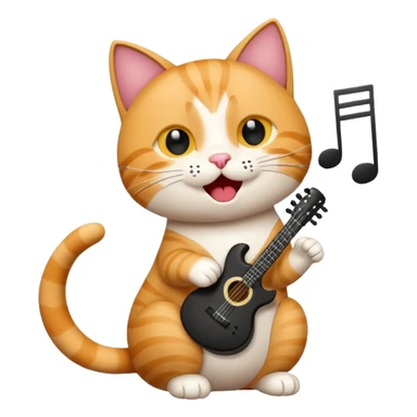 cat singing with musical note, clean and simple, website icon sticker