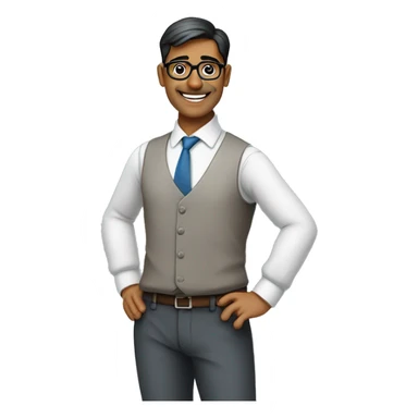A photo of a well-dressed Indian male teacher with a confident smile stands on the image's right side.

He is wearing a formal shirt and glasses. 

The overall design maintains a professional and educational atmosphere. sticker