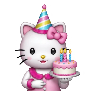 hello kitty with birthday cake sticker