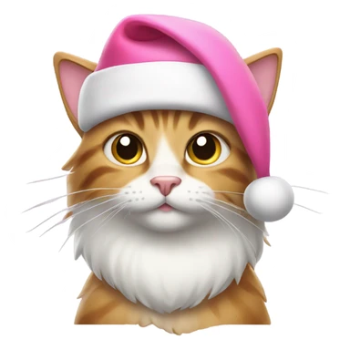Cat with pink Santa hat sticker