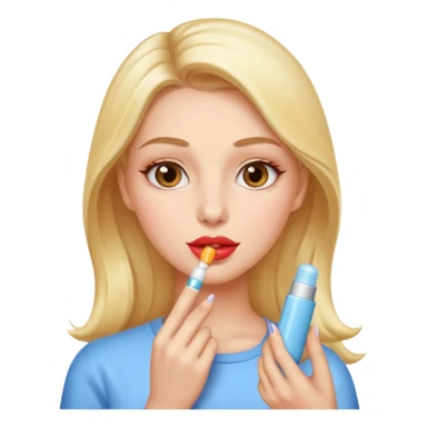 A gorgeous women applying lipbalm  sticker