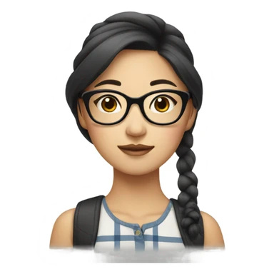 nerdy asian girl with glasses and make up  sticker