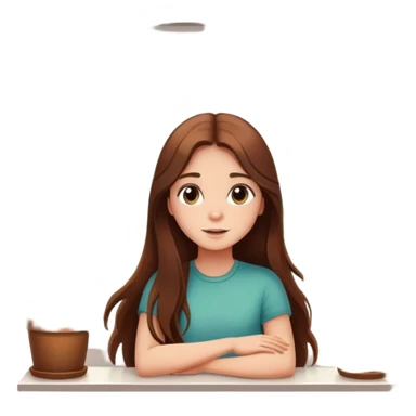 Girl with long brown hair looking out a window with sunbeams and houseplants around her in the background cartoon style  fill the background with the details  sticker